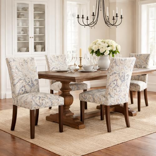 Image of HomePop Classic Parsons Dining Chair - Blue Velvet Paisley Print (Set of 2)