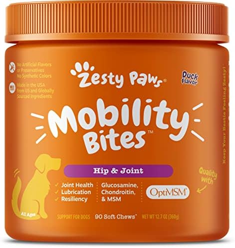 Glucosamine for Dogs - Hip & Joint Supplement for Dog Arthritis Pain Relief - with Chondroitin & MSM - Advanced Daily Natural Mobility Pet Soft Chews for Joints - All Canine Breeds & Sizes - 90 Count