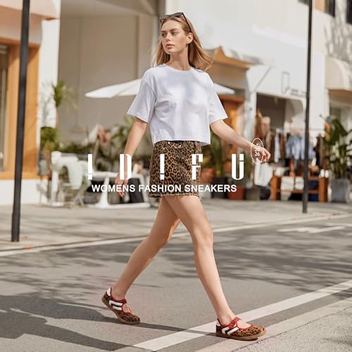 Image of IDIFU Mary Jane Sneakers for Women Retro Fashion Casual Ballet Flats | Lightweight Memory Foam Insole Non-Slip Hook and Loop Spring Tennis Walking Shoes
