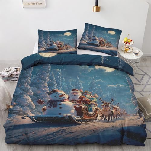 Weihnachts Schneemann Bettwäsche 140x200 2teilig, Weihnachtsmann...