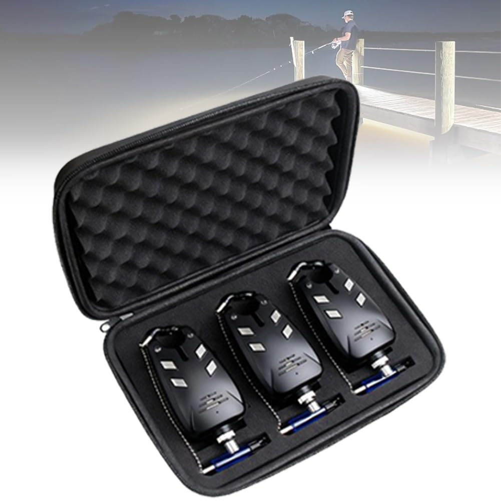 DYK&NX 3pcs Alarme de Pêche Détecteurs de Touche, électroniques de Canne à Pêche avec 3 Swinger Et Oscillateurs, Boîte De Rangement