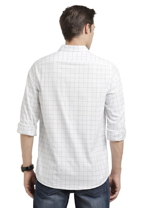 Image of Turtle Men 100% Cotton Slim Fit Check Full Sleeve Casual Shirt