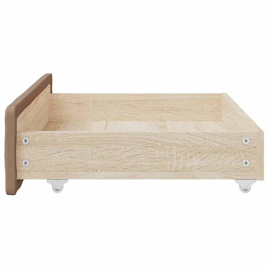 Bettschubladen 2 Stk. Cappuccino aus Holzwerkstoff und Kunstleder, 67 x 50 x 16 cm, passend für Bettgestell, Bettkasten, Stauraum und Ordnung im Schlafzimmer
