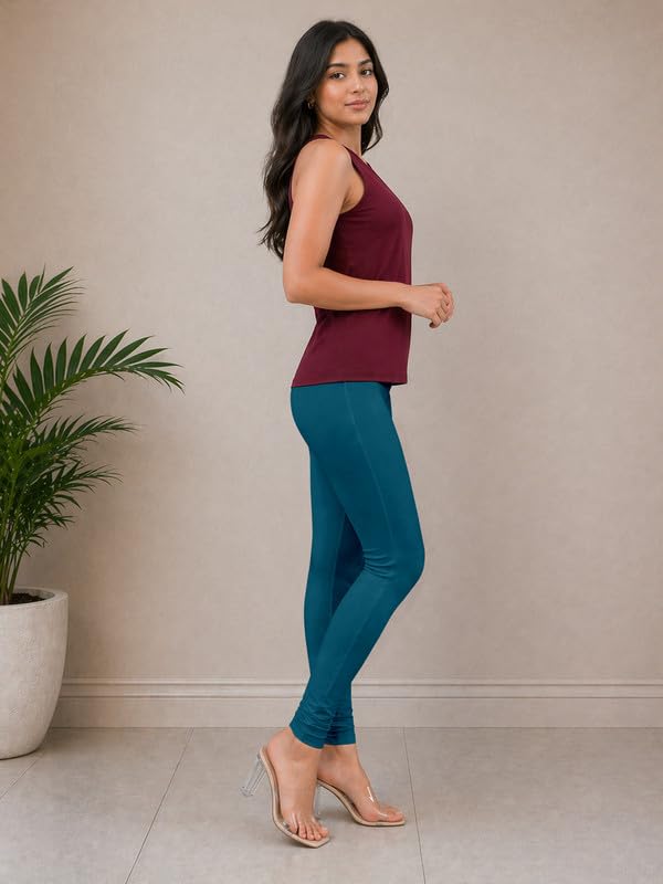 Image of TRENDMALLS Women's Microfiber Elastane Stretch Soft Churidar Length Leggings with Ultrasoft Waistband