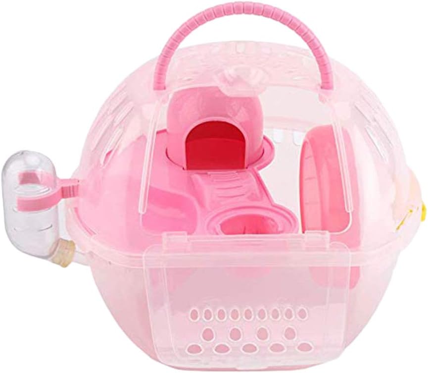 balacoo 1pc Portable Pet Outdoor Carrier for Small Animals Lightweight Handheld Travel Cage for Hamsters Gerbils and Chinchillas with Detachable Water Bottle
