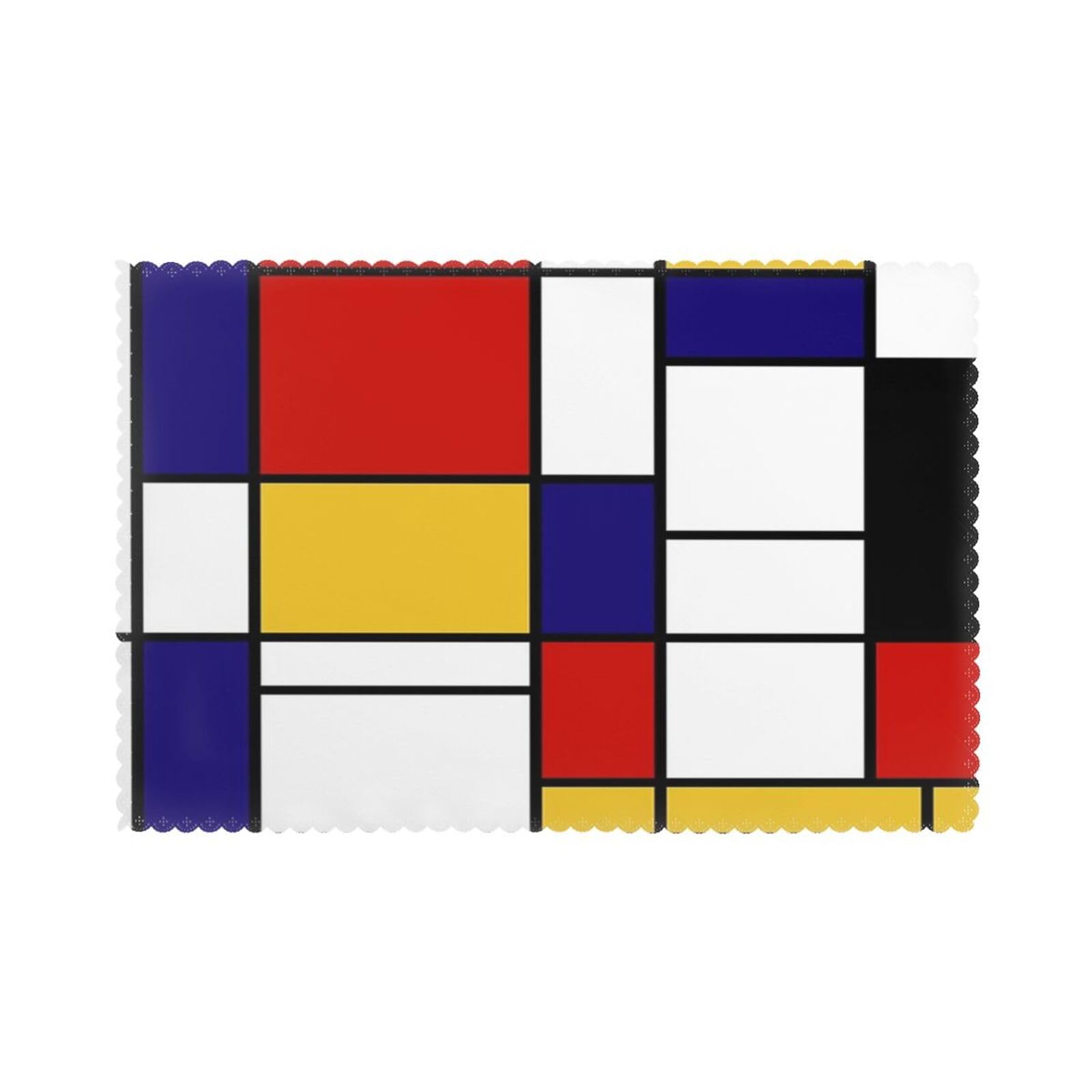 Egomed As Picture Placemat,Table Mats Place Mats Waterproof Non-Slip Heat Resistant Washable Place Mats 6 Pcs,Artistic Mondrian Style Color Composition Red