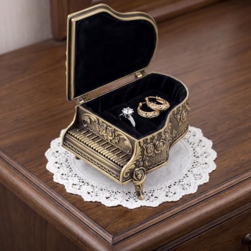Dzrige Vintage Piano Jewelry Box Bronze Trinket Organizer for Women - image 2