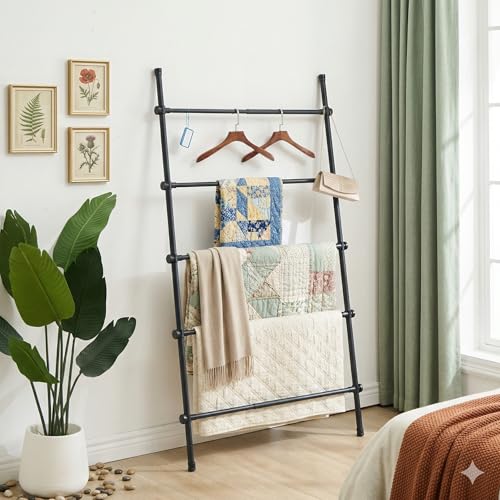 Blanket Ladder Black Expandable Width (17.3-32.3 inch)...