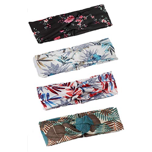 Women Headband,Pack of 4 Alygado Boho Floal Style Criss Cross Head Wrap Hair Band (style21-24)