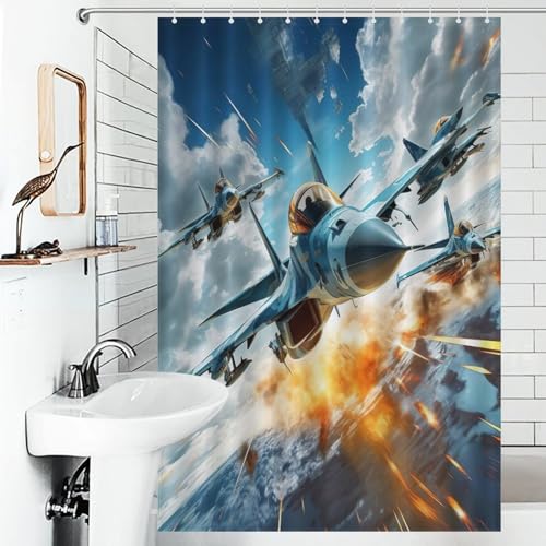 Rideau de douche imperméable Combattant 122x183 cm avec crochets