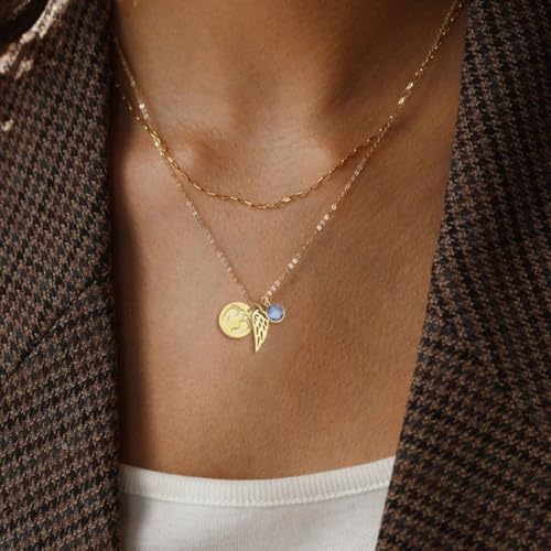 Miscarriage Gifts for Mothers Pregnancy Loss Guardian Angel Pendant Necklace for Women Birth Stone Remember Me Bereavement Gift2