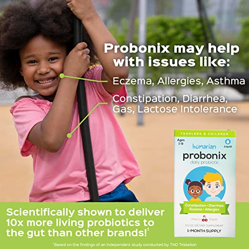 Probonix Kids Probiotic For Toddlers And Children, Organic, Non-Gmo Liquid Probiotic Drops, 8 Live Probiotic Strains To Support Gut Health For Toddlers And Children - 1 Month Supply, Cherry #TOP1