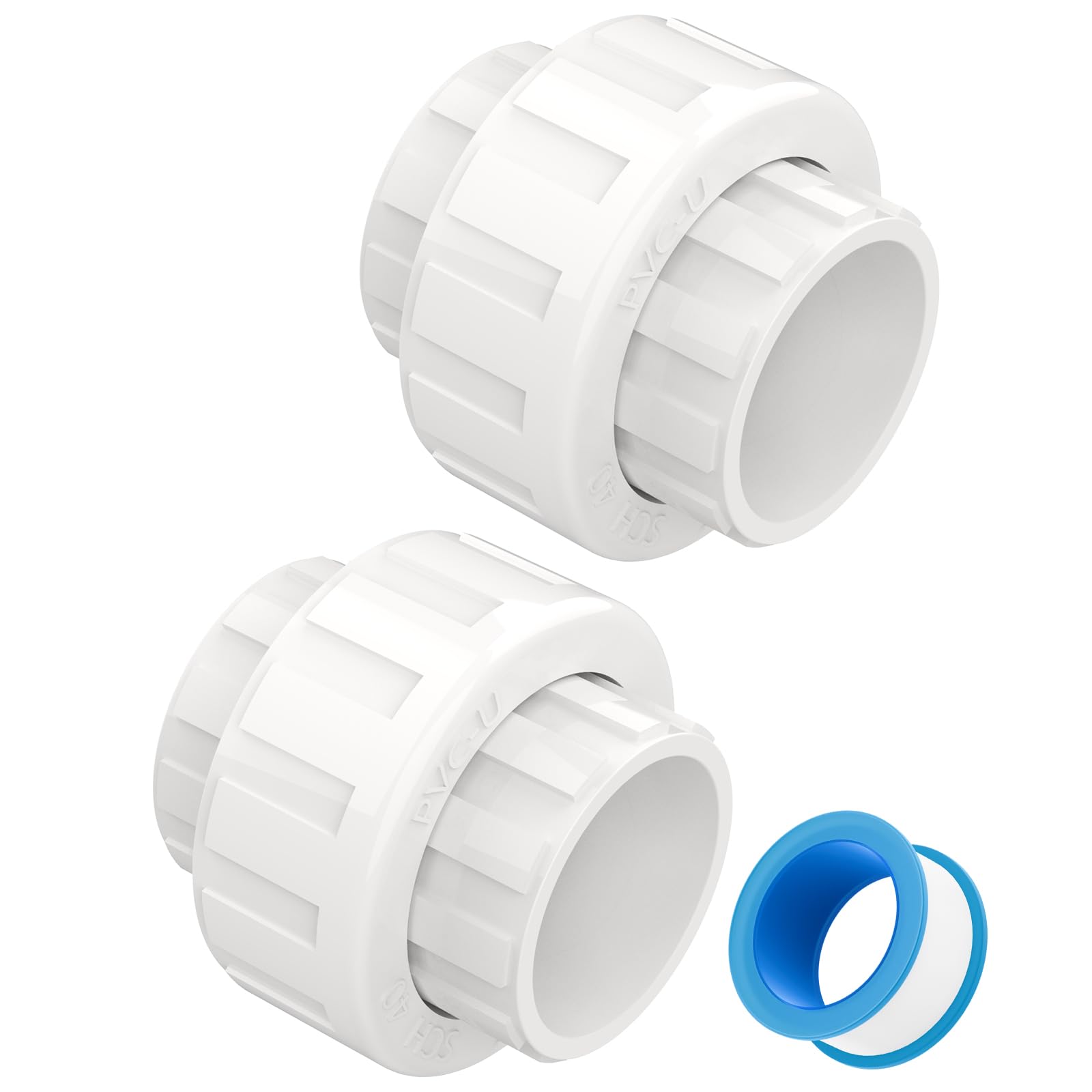 Photo 1 of 2 PCS 2" PVC Union Coupling Pipe Fitting, Slip Joint Adapter PVC Connectors (Socket x Socket), Built-in EPDM O-Ring, Schedule 40, Ideal for Pool Pump, Irrigation Systems, Plumbing, DIY Projects