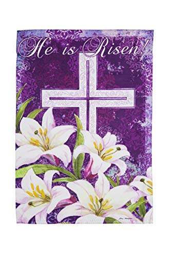 Besteek BTK-013 2 pcs Cross and Lilies Suede Garden Flag, y-Multicolor