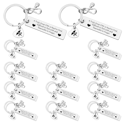 Heigebi 24 PCS Certified Nursing Assistant Gift Keychain for CNA Nursing School Student Graduation CNA Week Nurse Day Birthday Gift
