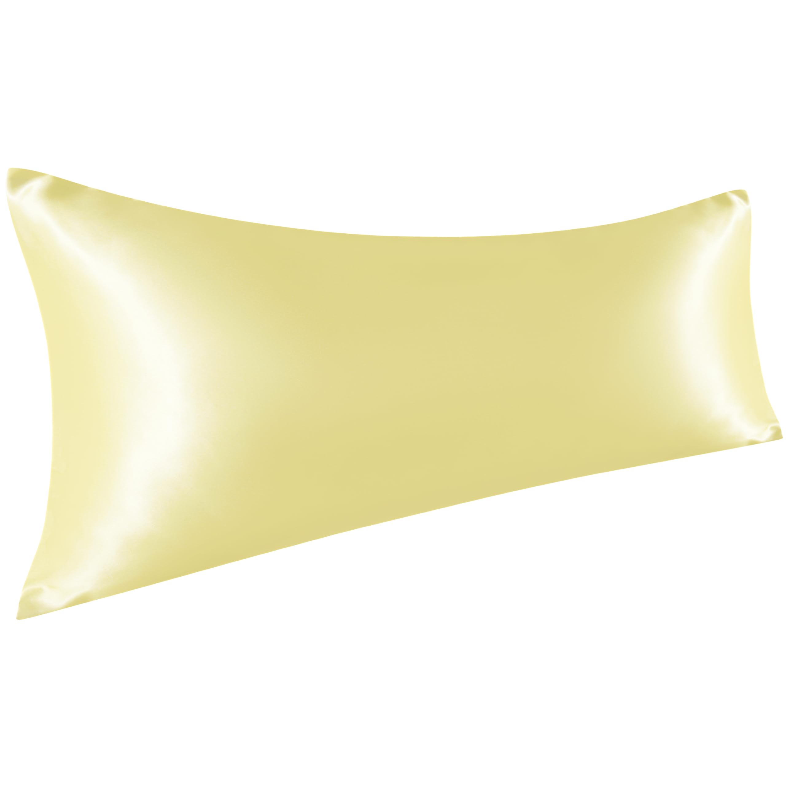 NTBAY Satin Body Pillowcase for Hair and Skin, Luxurious and Silky Pillow case with Envelope Closure, 20x54 Inches, Light Yellow — image 1