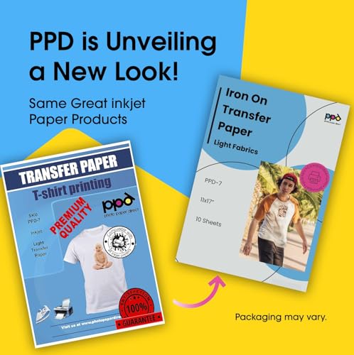 Image of PPD 10 Sheets 11x17 inch Iron-on Heat Transfer Paper Light Fabrics Inkjet