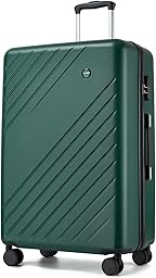 Kono Valise Grande Taille Soute 76.5cm 94L Valise Rigide ABS+PC Anti-salissure Imperméable Léger Résistant à la Compression 360° Roues Silencieuses avec Serrure Extérieure de Sécurité, Vert/Noir