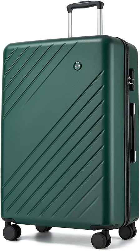 Kono Valise Grande Taille Soute 76.5cm 94L Valise Rigide ABS+PC Anti-salissure Imperméable Léger Résistant à la Compression 360° Roues Silencieuses avec Serrure Extérieure de Sécurité, Vert/Noir