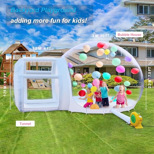 Generic TPU Opblaasbaar Bubble House 10 FT - Verbeterd Dubbel Luchtkanaal, Commerciële Ballon Bounce House Ball Pit, Bubble Tent Dome Speeltuinset, Met Dubbele Blazer - Afbeelding 5