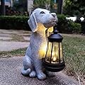 Qobumy Solar Dog Outdoor Garden Statue with LED Light,Dog Solar Lights Lantern Outside Decorations for Yard, Lawn Decor Statue for Patio, Balcony, Yard Ornament,Unique Dog Gifts for Mom