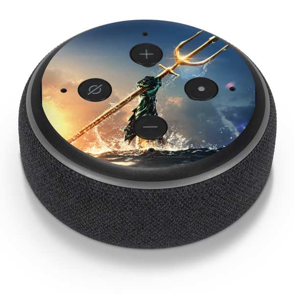 Skinit Decal Audio Skin Compatible with Amazon Echo Dot 3 - Officially Licensed DC Comics Aquaman Movie Poster Trident Design