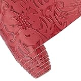CALFOVERA Lámina de Piel Sintética Repujada de 135 x 30cm para Manualidades. Rollos Grandes de Piel Sintética con Estampado Floral Vintage. Tela Sintética Texturizada Retro para Coser Y Tapizar