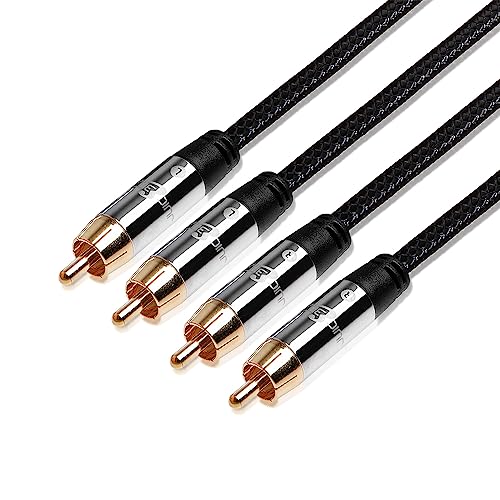 JuicEBitz 3m RCA Male to Male Audio Cable, Double Shielded, Pro Series, Compatible with Amplifier, Turntable, DAB+