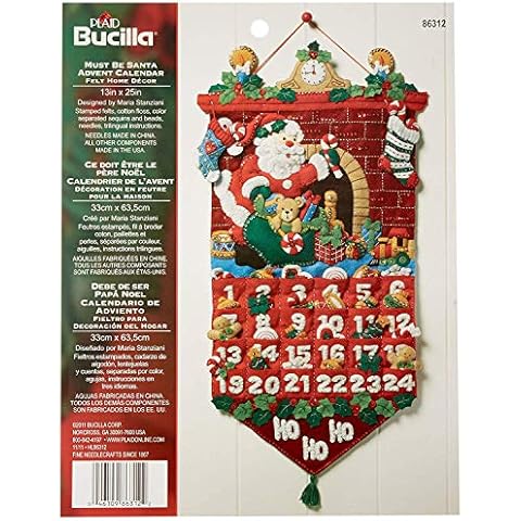 Bucilla Felt Applique Advent Calendar Kit, 13 by 25-inch, 86312 Must Be Santa Cover