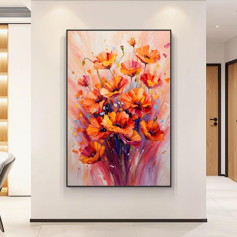 Peinture à l'huile sur toile 100% peinte à la main relief floral pour salon