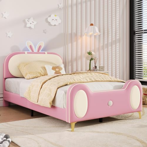 Lit rembourré enfants modernes avec tête de lit et éclairage LED