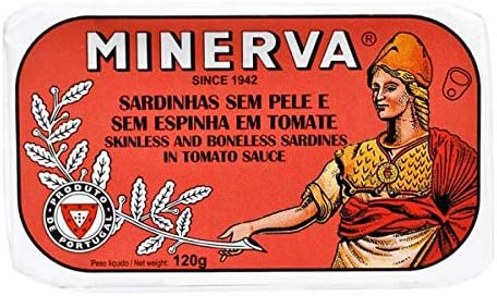 Finsa Minerva - Gourmet Canned Skinless and boneless Sardines in tomato sauce - 4.23oz 120gr (Pack of 5 cans)