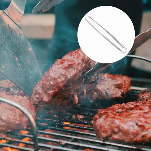 Lurrose 2 Stücke Koreanisch- Japanischer Grillzangen Steakzangen Edelstahl Langer Grill Pinzette Zangen Grill Clip Zangen für BBQ Kochen Meeresfutter Silber