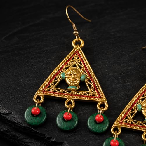Image of Handcrafted Tribal & Dhokra Art Earrings Collection for Women - Royal Boho Statement Designs in Brass, Wooden, Beaded & Geometric Styles