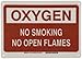 Brady 73418 14" Width x 10" Height B-120 Premium Fiberglass, White on Red Chemical and Hazardous Materials Sign, Header "Oxygen", Legend "No Smoking No Open Flames"