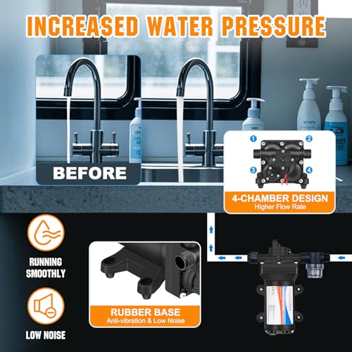 Image of YOUNGTREE 12V RV Fresh Water Pressure Pump, 5.5GPM 70PSI Diaphragm Pump, Self-Priming DC Water Pump with 3 /4 inch Garden Hose Adapters for Irrigation, Camper, Boat, Trailer, Marine, Off-Grid Cabin Use