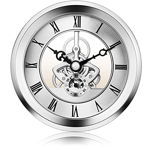 Hicarer 4 1/16 Inch Skeleton Clock Insert with Bezel (Silver)