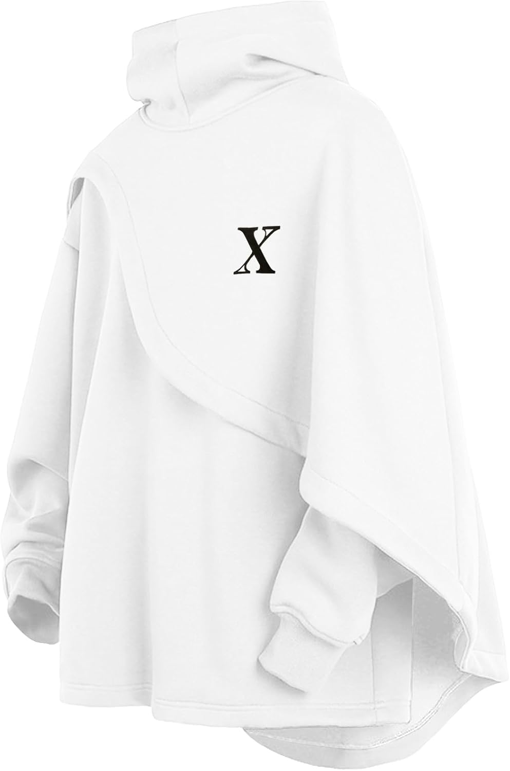 Covisoty Men's Fashion Hoodie Poncho Cape Cloak Techwear Sweatshirts Unisex Lightweight Patchwork Casual Pullover