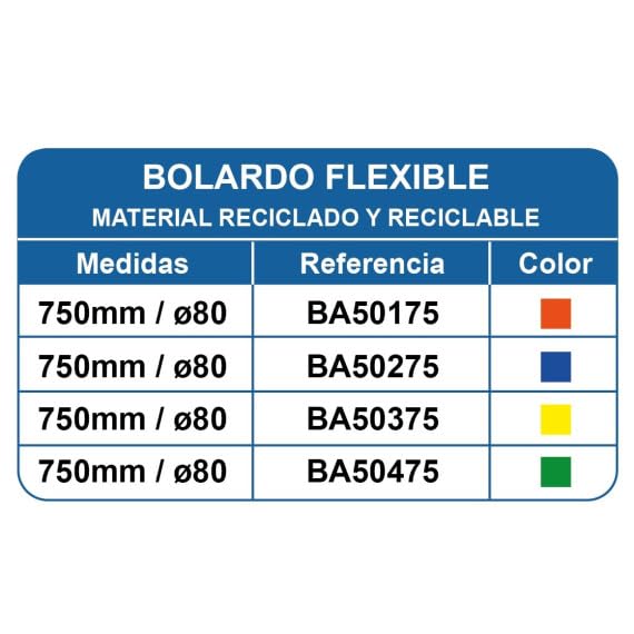 Flexibler Poller, 750 mm Höhe und 80 mm Durchmesser, inklusive 3 Schrauben BA30000