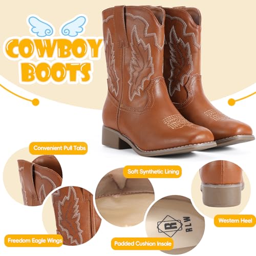 RLW Kids Cowboy Boots for Boys Girls, Square Toe Riding Western Cowgirl Boot with Walking Heel for Youth Toddler/Little/Big Kid2