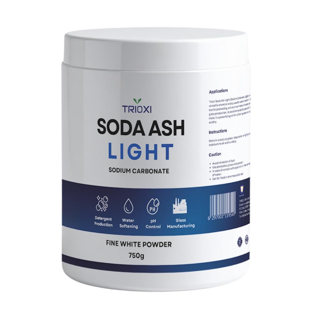 Soda Ash Light Sodium Carbonate Na2CO3 for Soap, Makeup Products, Home Made Detergent Making Agent 750 Grams