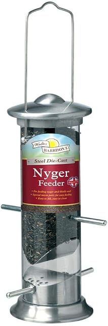 Walter Harrison's Nyger Seed Steel Plated Die Cast Wild Bird Hard-Wearing Hanging Feeder - Small - 20 cm