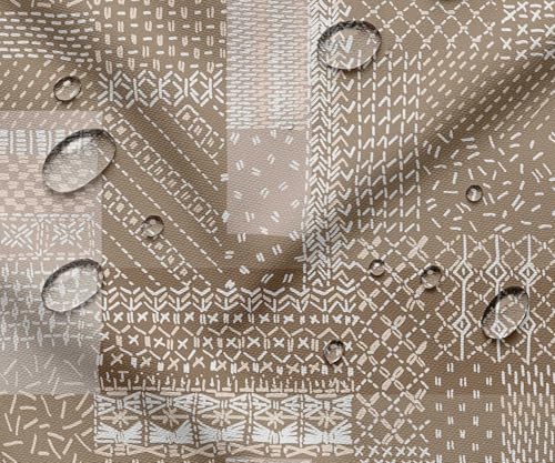 Tissu imperméable anti-UV géométrique beige pour rideaux et bâche