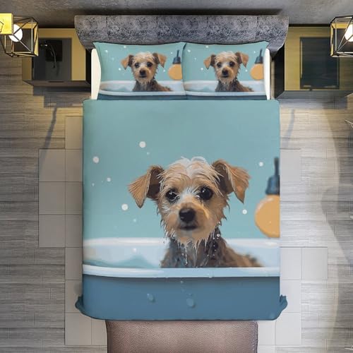 Housse de couette pour grand lit motif chien amusant 3 pièces 228x228cm - 8