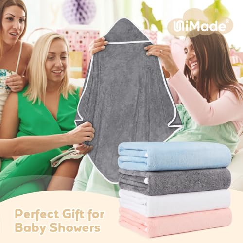 Unimade Hooded Towel For Newborns, 4 Pack Soft Coral Fleece Baby Bath Towels thumb #6
