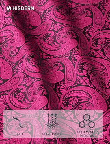 Image of HISDERN Ties for Men Paisley Tie and Pocket Square Cufflinks Set Formal Classic Floral Necktie Handkerchief Wedding Party