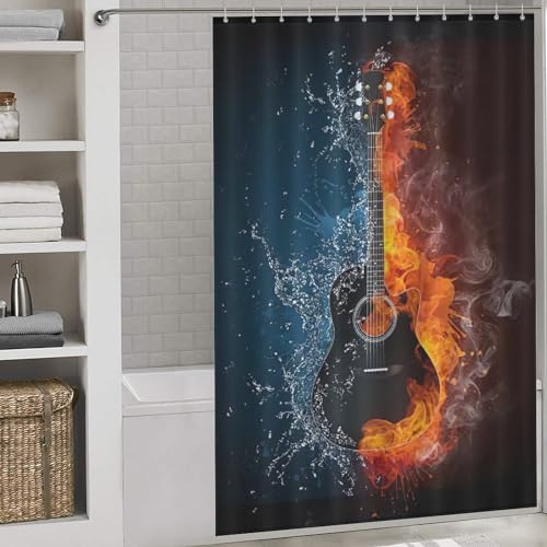 Rideau de douche guitare polyester imperméable lavable 152x183cm salle de bain - 2