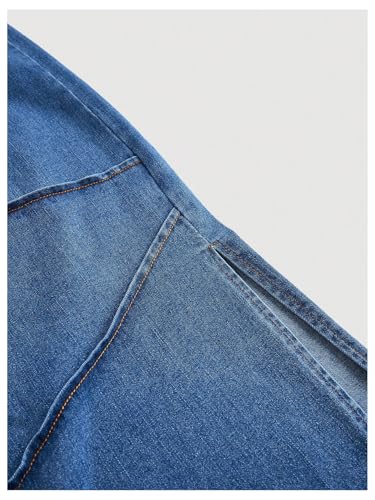 WDIRARA Women's Drawstring Waist Bodycon Denim Skirt Slit Side Midi Pencil Jean Skirts4