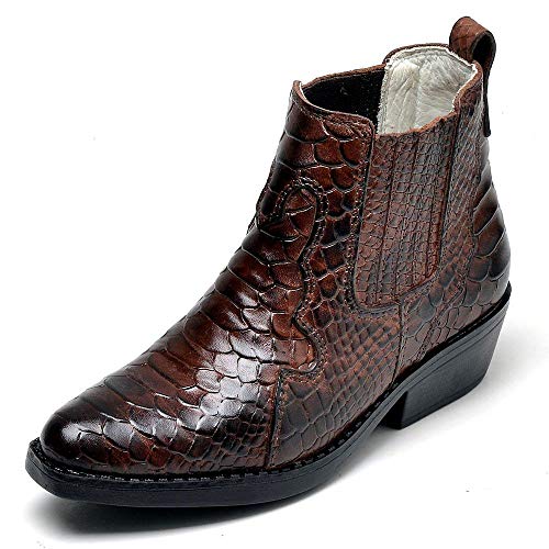 Botina Country Infantil Em Couro JNA SHOES Marrom Kids