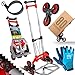 Produktbild MASKO® Stufen-Sackkarre Treppenkarre Klappbar 80 kg Tragkraft 3x3 Treppensteiger inkl. Rädern + Expanderseil + Handschuhe - höhenverstellbarer Griff - Aluminium Handkarre für Transportkarre Rot